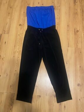 Express Black and Royal Blue Strapless Jumpsuit